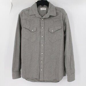 Taylor stitch shirt Mens 40 long sleeve western pearl snap gray organic cotton